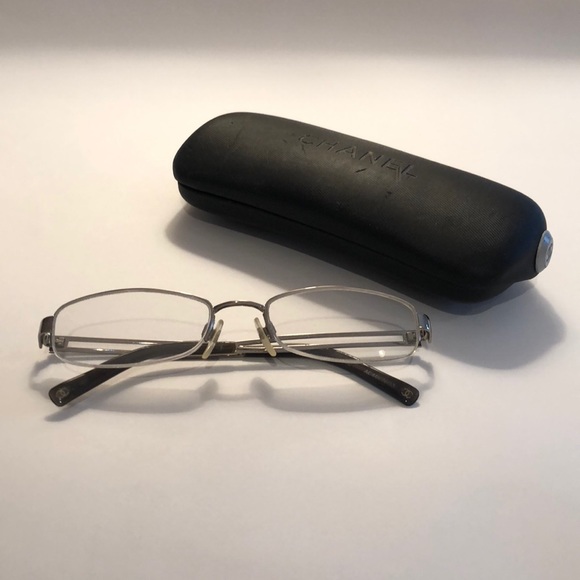 CHANEL Accessories - Chanel half frame silver rhinestone glasses 2090 B